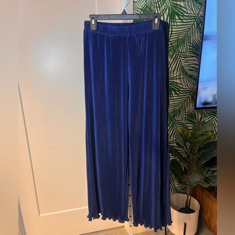 Joie Navy Blue Wide Leg Pleated Pants